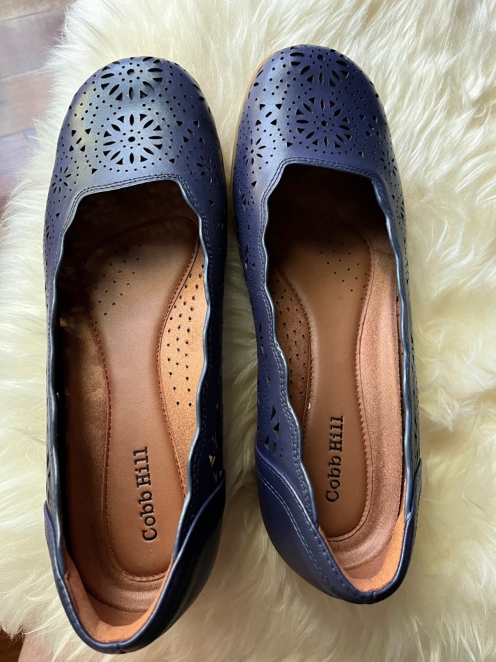 Cobb Hill by New Balance Navy Laser-Cut Slip-On Flats- never worn.